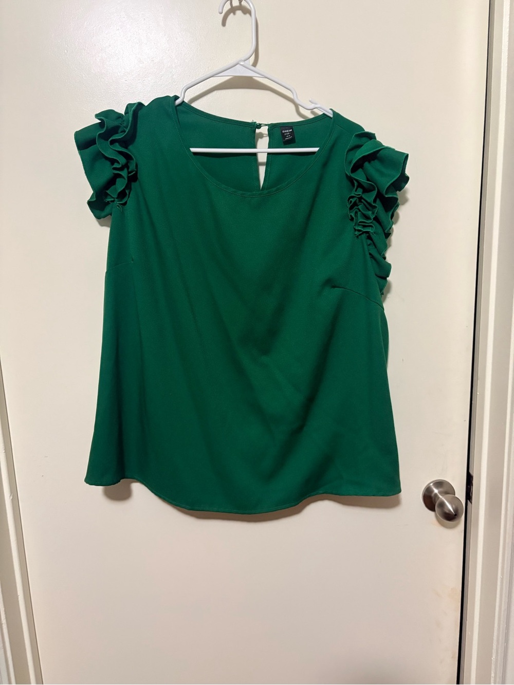 Green Ruffle Sleeve Women's Top